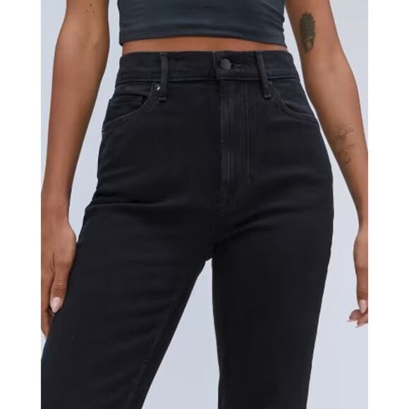 Everlane NWT Women's The Original Cheeky Jean with Stretch  Black Denim Size 24 - Picture 2 of 10